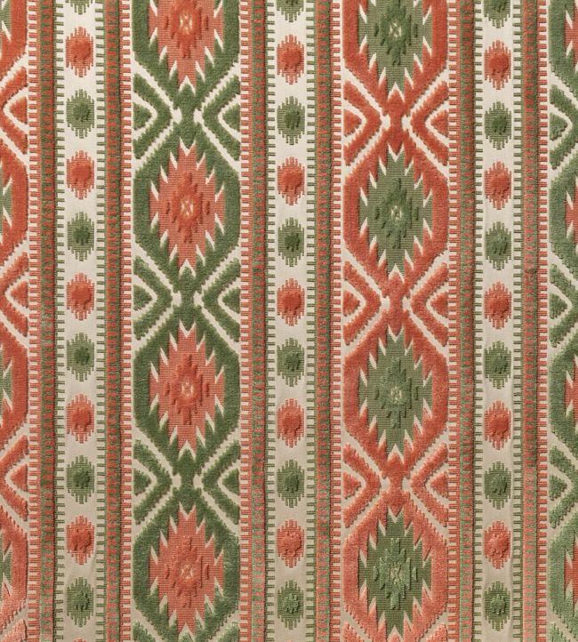 Kilim Fabric by Marvic Coral/Celadon