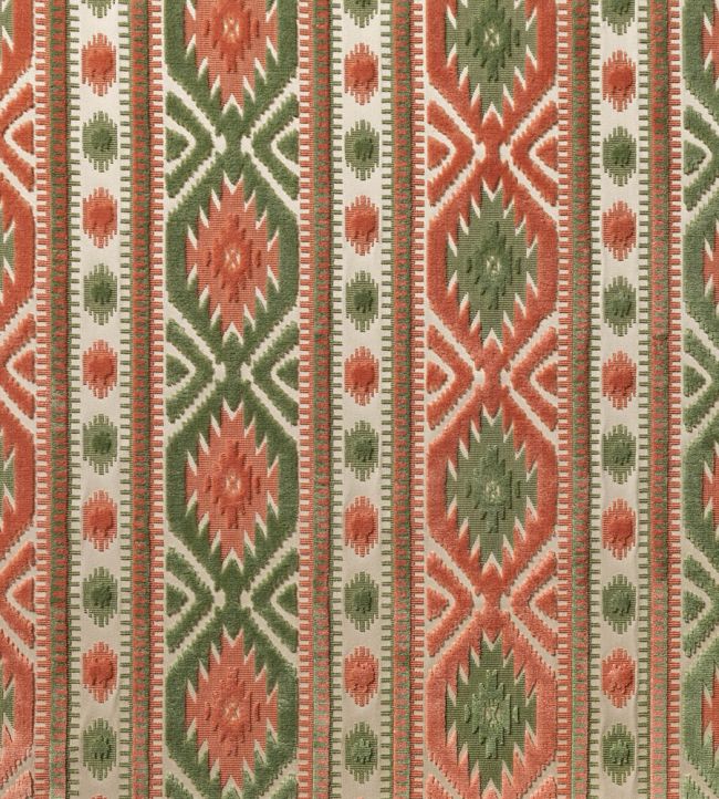 Kilim Fabric in Coral/Celadon by Marvic Jane Clayton