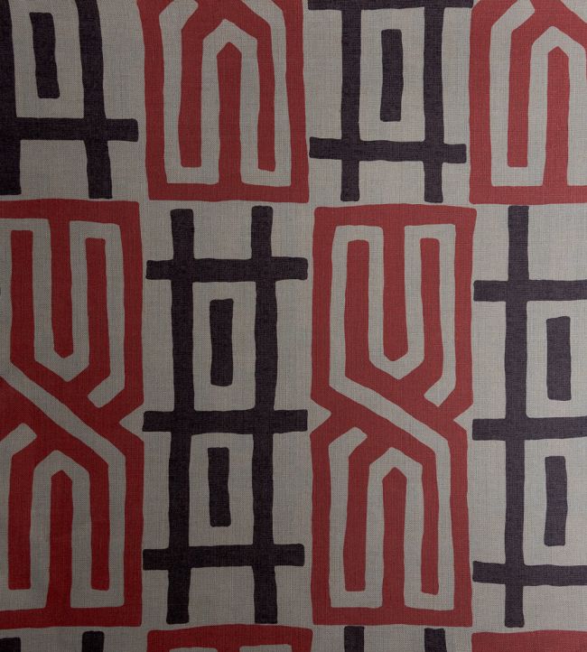 Kuba Fabric by Titley and Marr Teal & Terracotta