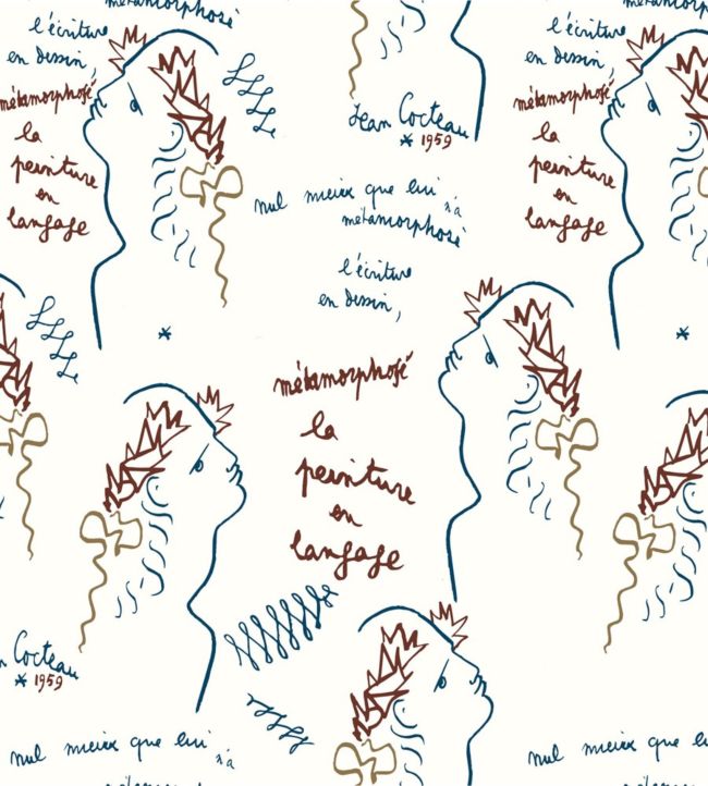 Ecriture Wallpaper by Lelievre Indigo