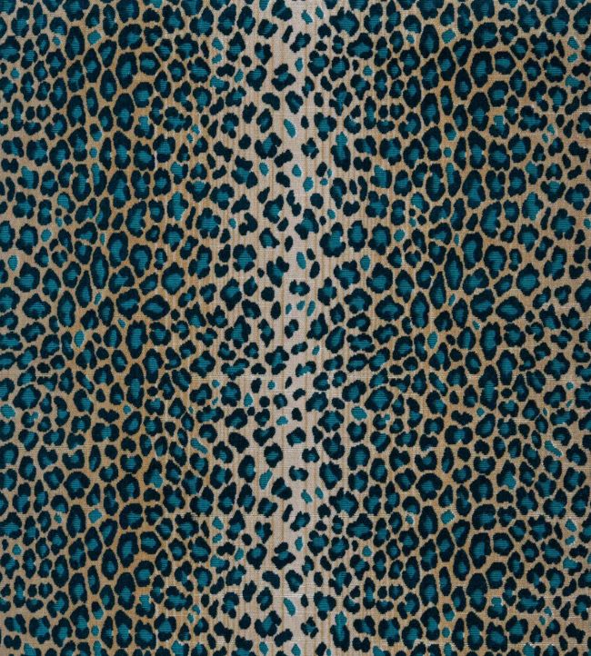 Leopard Fabric by Warner House Teal