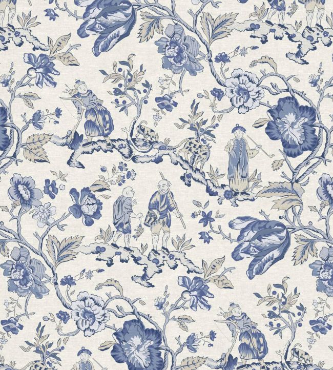 Les Pecheurs Fabric by Warner House China Blue