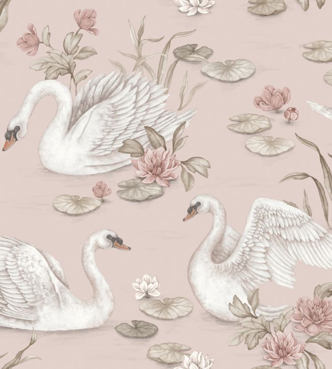 Lily Swan Wallpaper by Borastapeter Blush