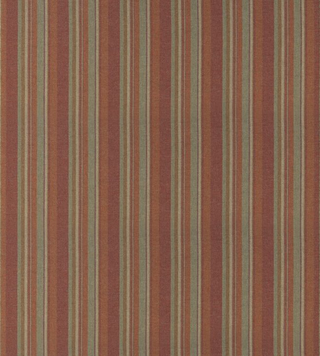 Lindisfarne Stripe Fabric by Mulberry Home Russet/Sage