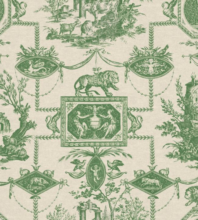 Lion Toile Fabric by Warner House Juniper