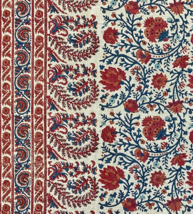 Mallow Border Fabric by Ian Sanderson Bordeaux