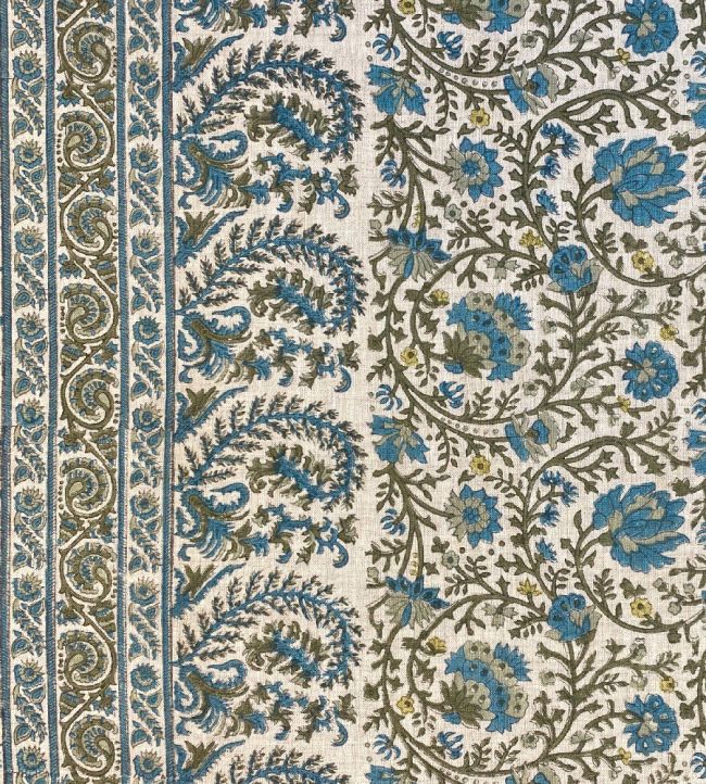 Mallow Border Fabric by Ian Sanderson Sea Kelp