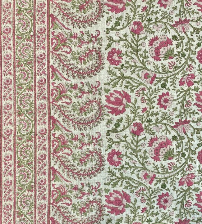Mallow Border Fabric by Ian Sanderson Thrift Pink