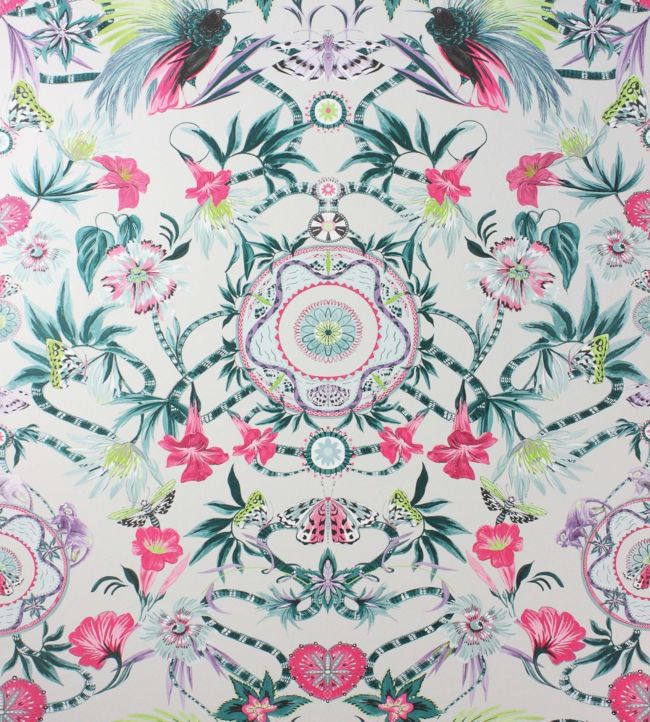 Menagerie Wallpaper by Matthew Williamson in Cerise/Teal | Jane Clayton