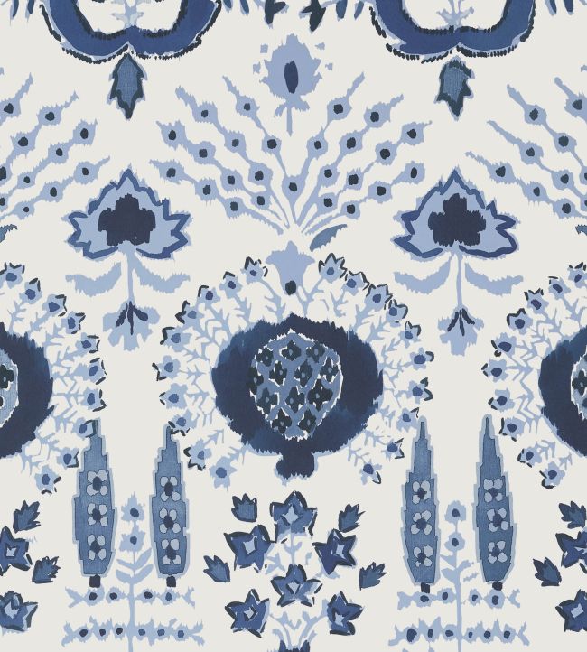 Mendoza Suzani Wallpaper by Thibaut Blue and White