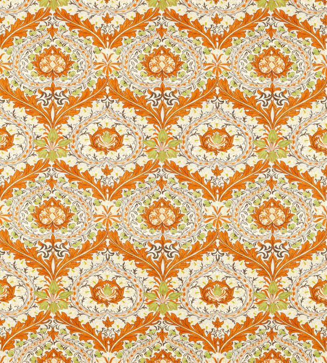 Merton Fabric by Morris & Co Burnt Orange/Chartreuse
