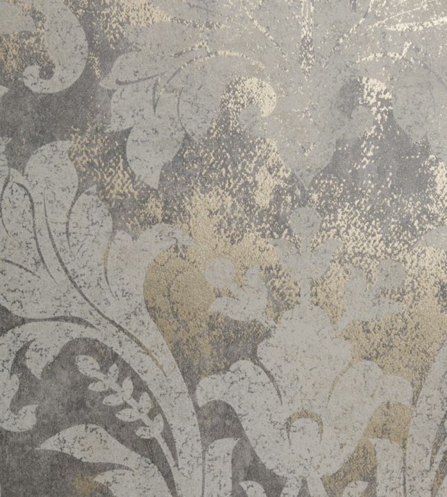 Metallic Damask Wallpaper in Grey by Today Interiors Jane Clayton