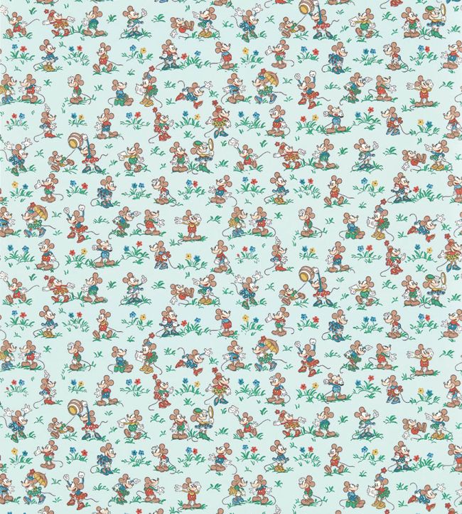 Mickey & Minnie Wallpaper by Sanderson Bonbon Blue