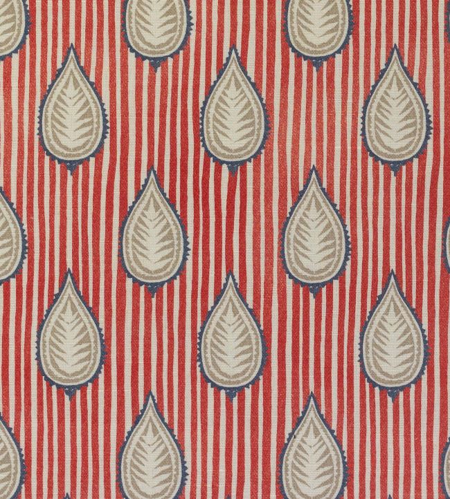 Midhurst Fabric by Titley and Marr Navy, Red & Dove