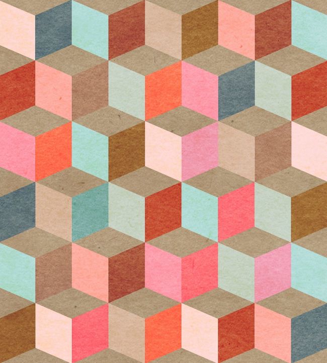Coloured Geometry Wallpaper by MINDTHEGAP Brown Multi