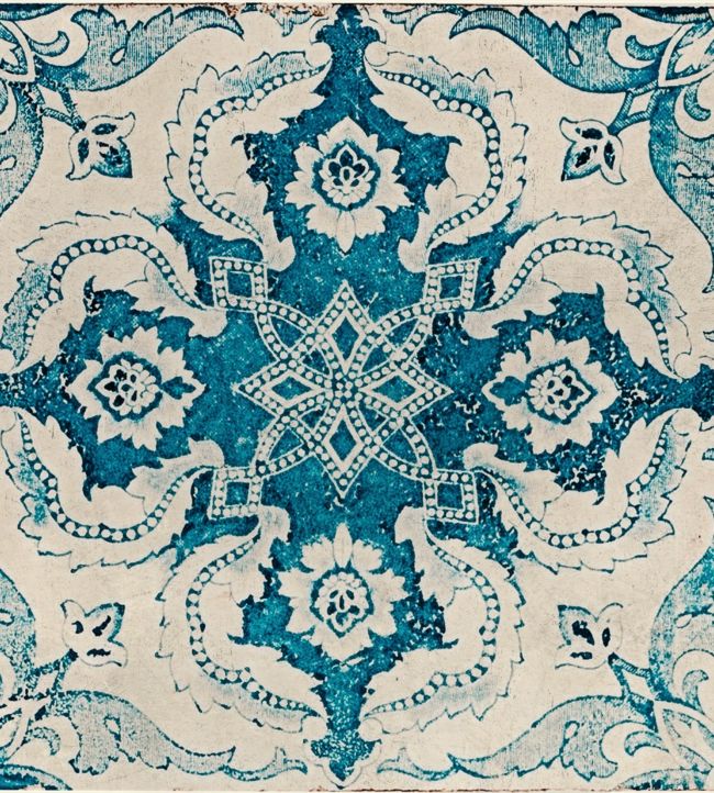 Longwy Wallpaper by MINDTHEGAP Blue,Taupe