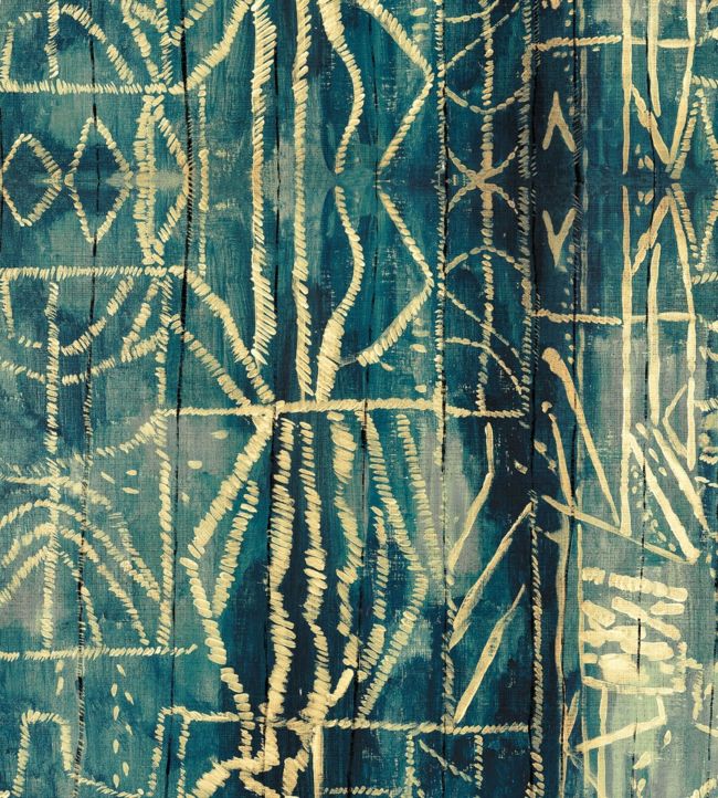 Bamileke Wallpaper by MINDTHEGAP Blue, Taupe