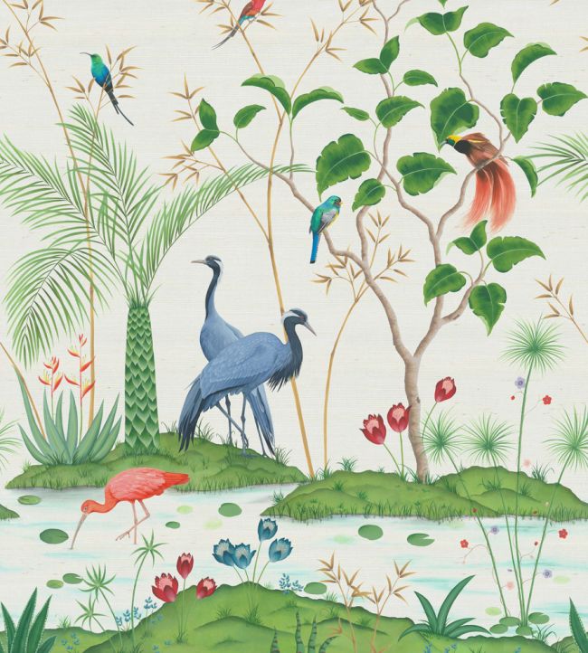Mirage Grasscloth Wallpaper Mural in 2 by Osborne & Little Jane Clayton