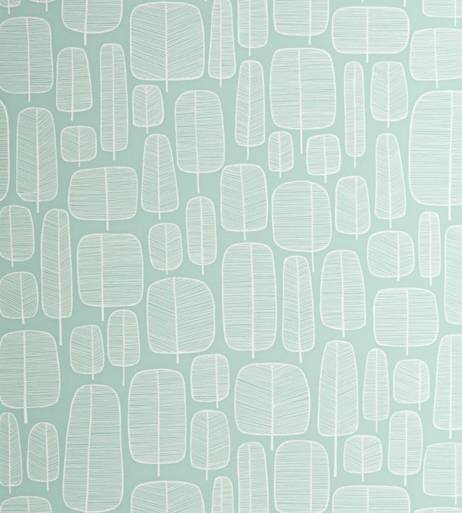 Little Trees Wallpaper by MissPrint in Eggshell Blue | Jane Clayton