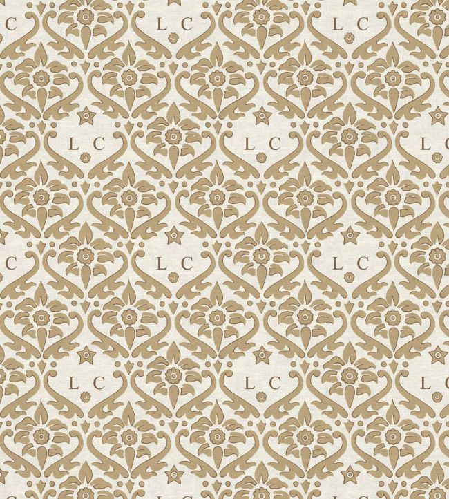 Monogram Damask Fabric by Warner House Natural