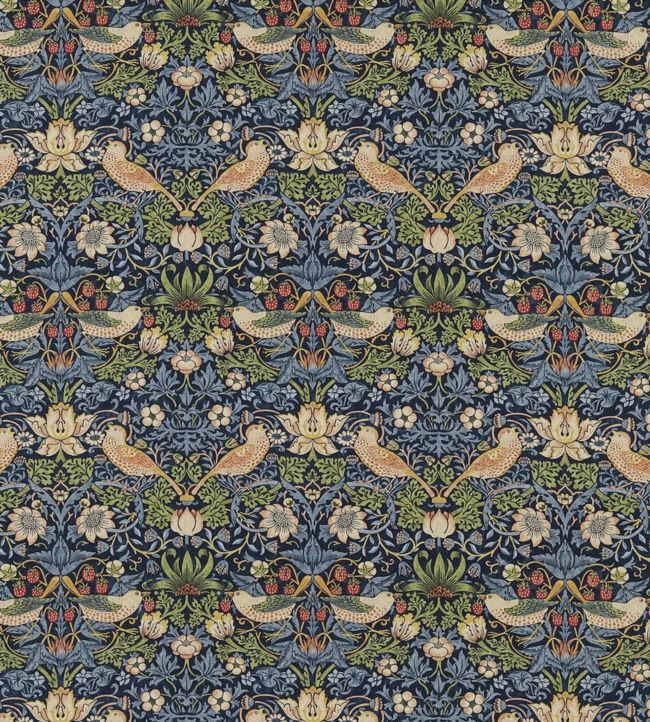 Strawberry Thief Fabric by Morris & co Indigo/Mineral