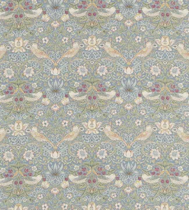 Strawberry Thief Fabric by Morris & co Slate/Vellum