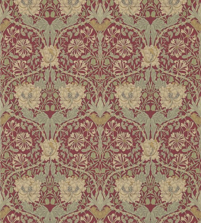 Honeysuckle & Tulip Wallpaper by Morris & Co in Red/Gold | Jane Clayton