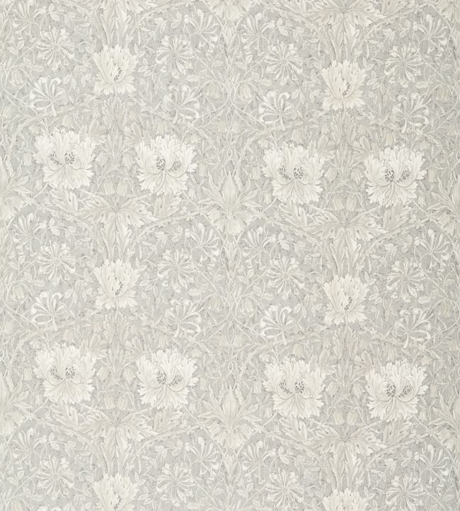 William Morris Curtain Fabric 'PURE HONEYSUCKLE & TULIP' 2 METRES Light Grey 