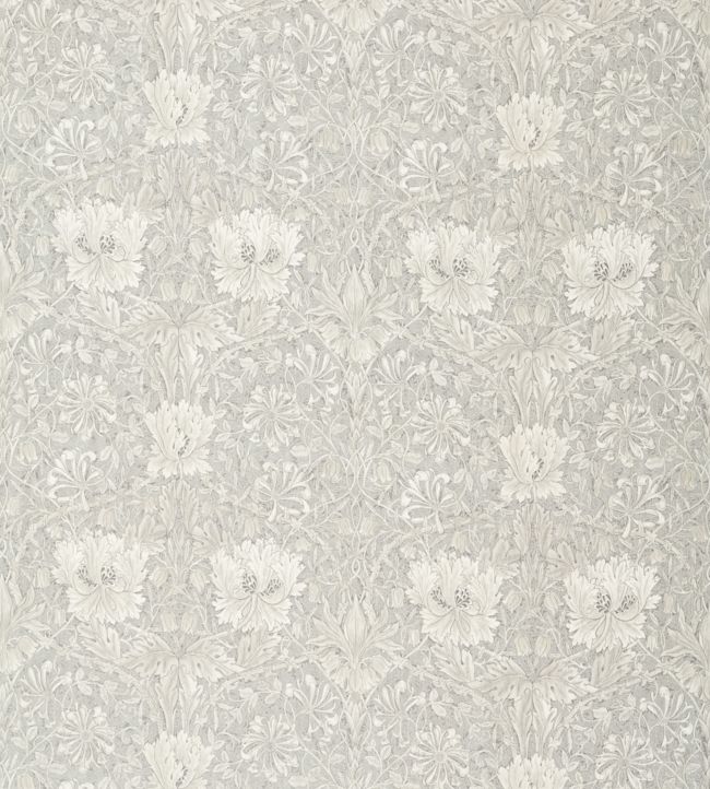 Pure Honeysuckle & Tulip Fabric by Morris & Co Light Grey Blue
