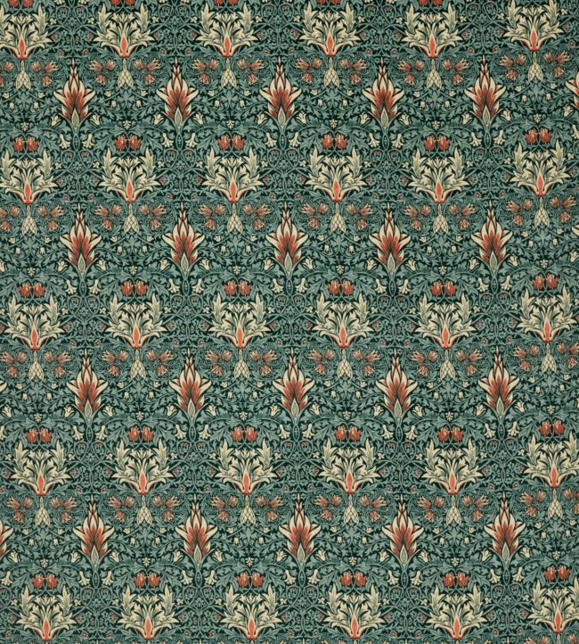 Snakeshead Velvet Fabric by Morris & Co Thistle/Russet