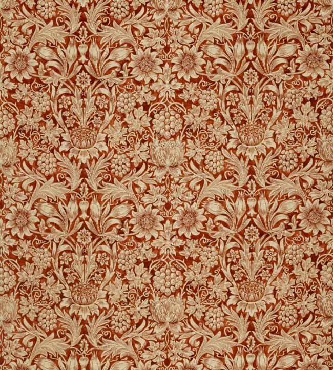 Sunflower Velvet Fabric by Morris & Co Saffron/Vellum