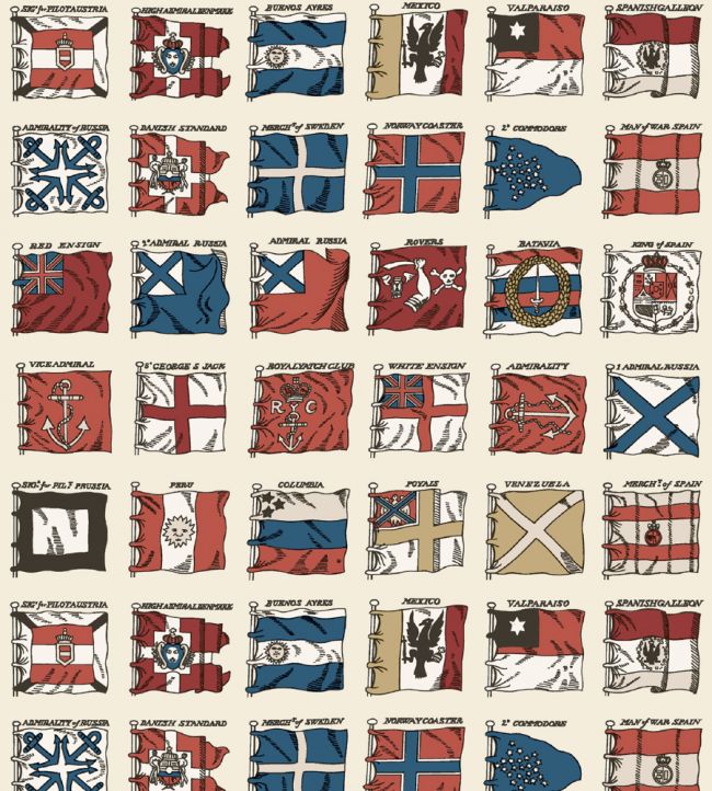 Naval Ensigns Wallpaper by Mulberry Home Red / Blue
