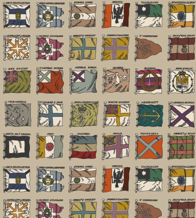 Naval Ensigns Wallpaper by Mulberry Home Red / Plum
