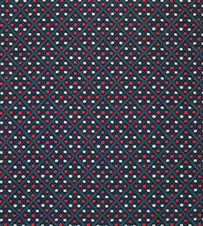 Claribel Fabric by Nina Campbell in Indigo/Red Jane Clayton