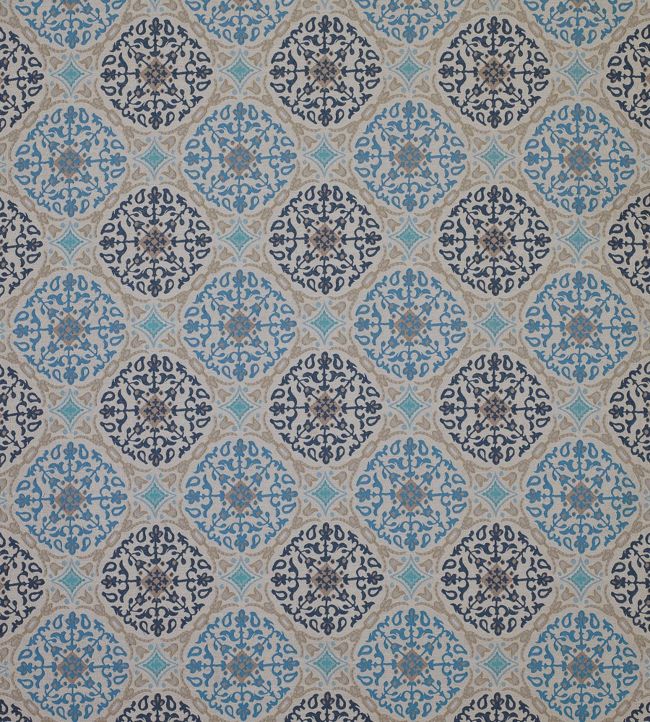 La Moulade Fabric by Nina Campbell Blue/Linen