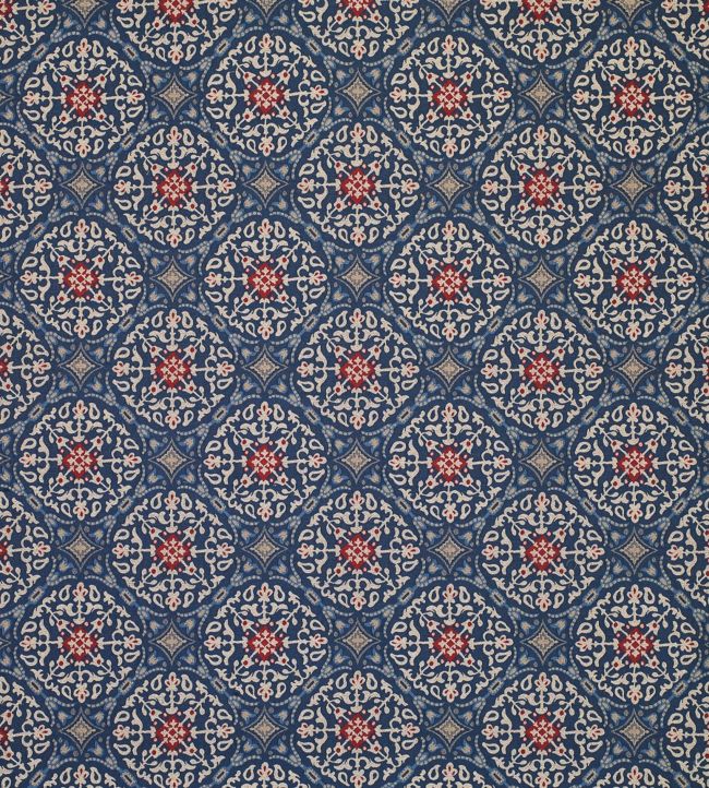 La Moulade Fabric by Nina Campbell Indigo/Crimson