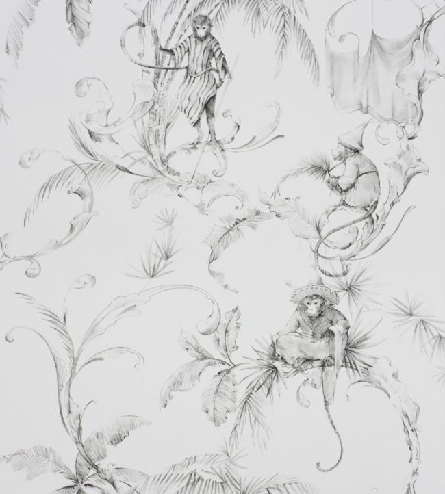 Barbary Toile Wallpaper by Nina Campbell Charcoal