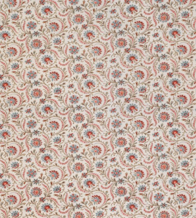 Baville Fabric by Nina Campbell Red / Teal