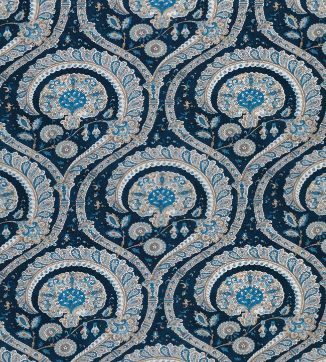 Les Indiennes Fabric by Nina Campbell Blue