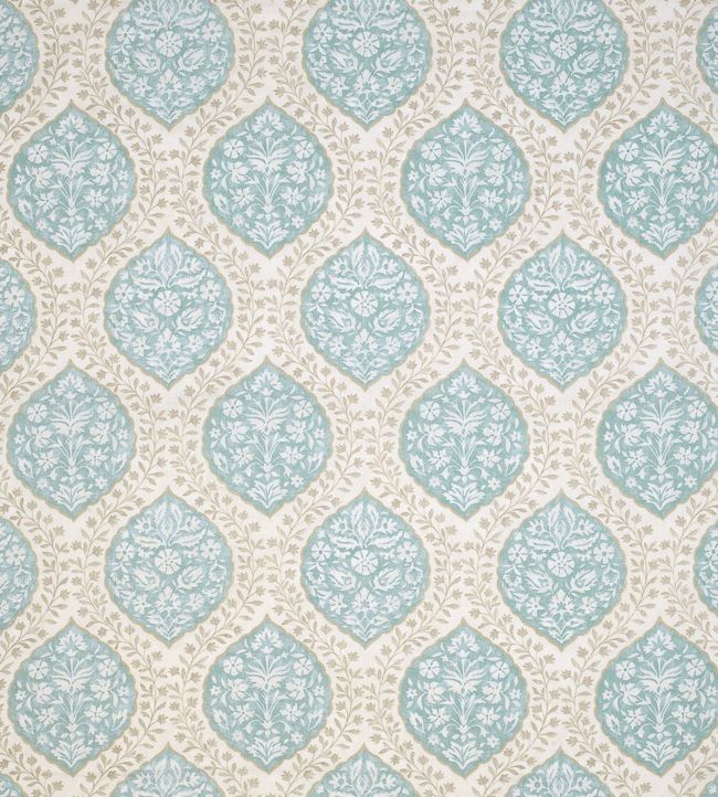 Marguerite Fabric by Nina Campbell in Aqua/Taupe Jane Clayton