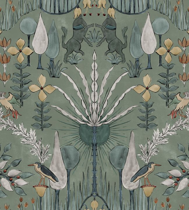 Oasis Villa Wallpaper by Coordonne Celadon