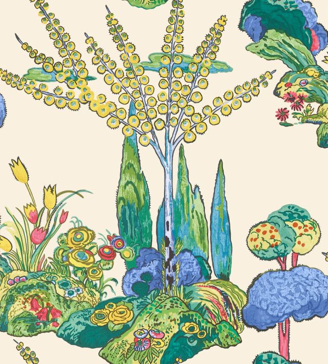 Orleans Wallpaper in Yellow and Red by Thibaut | Jane Clayton