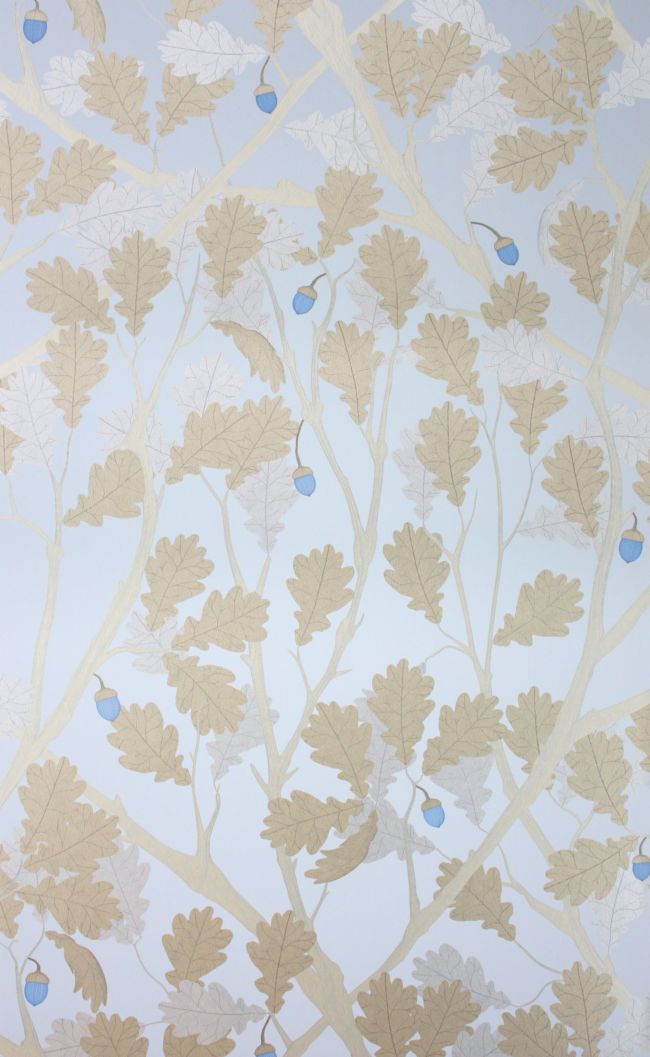 Feuille De Chene Wallpaper by Osborne & Little in Sapphire/Gilver