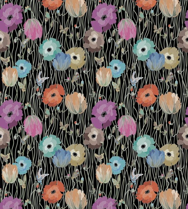Poppies Wallpaper by Missoni Wallcoverings Night