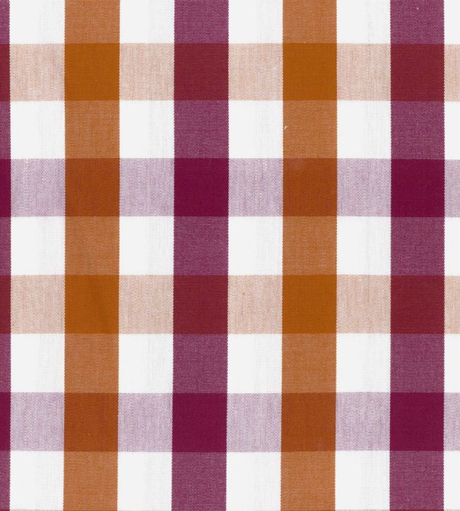 Paint Pot Check Fabric by Ian Mankin Claret/Rust