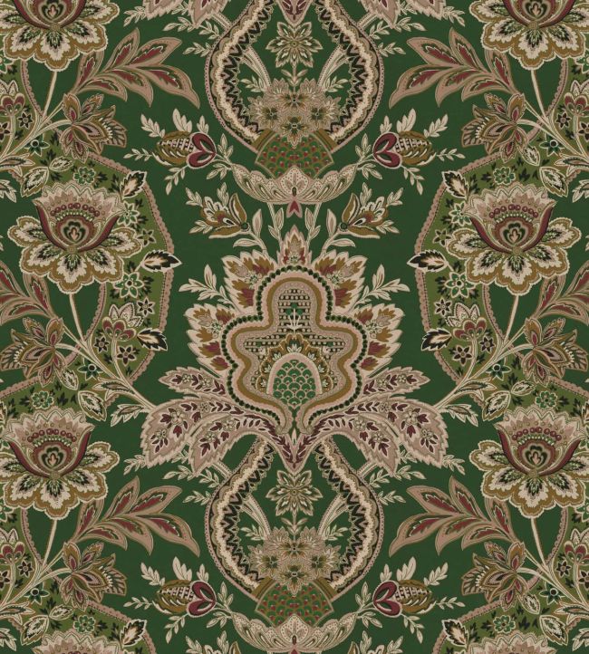 Paisley Damask Fabric in Forest by Warner House Jane Clayton