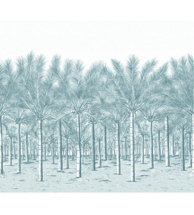 Palm Grove Mural by Thibaut Spa Blue