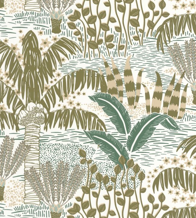 Palmeraie Wallpaper by Caselio Vert Olive