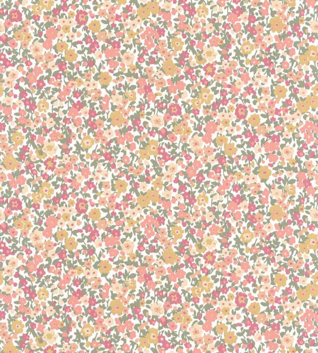 Pansy Wallpaper by Casadeco Kaki / Rouge / Beige
