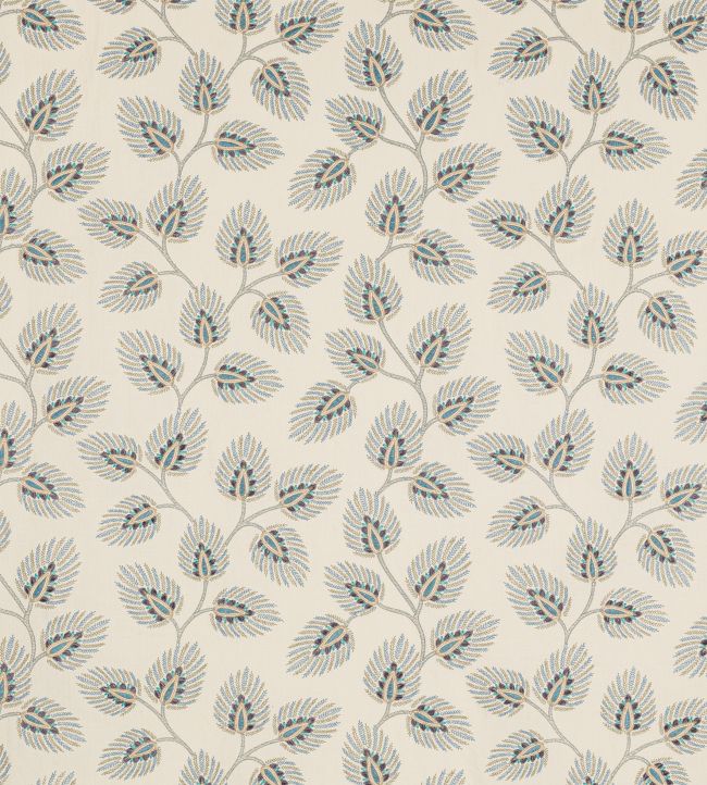 Peacock Leaf Fabric by Jane Churchill Blue